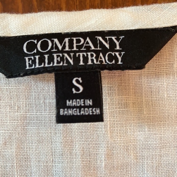 Ellen Tracy White Linen Blouse in Chalk - Picture 3 of 9